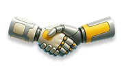 Illustration made of arms from robots shaking hands in 3D