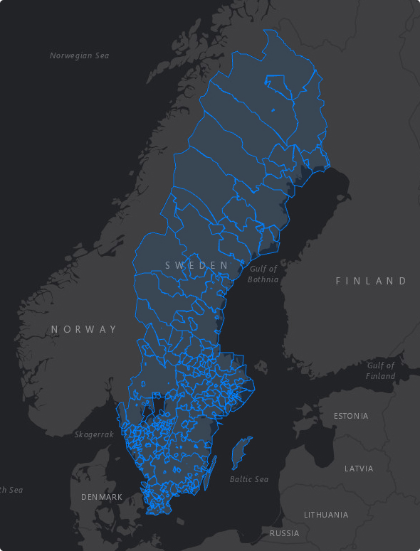 Image of Sweden and Power Tariff data available from 170+ Swedish DSOs
